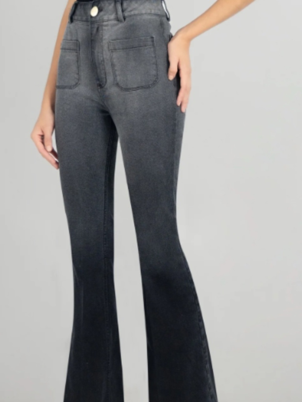 Alvin Valley Doyenne Black Grey Gradient Flare Jeans Size 42R